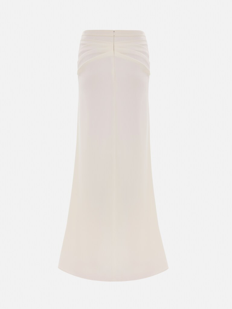 Satin maxi skirt with pleats on hips