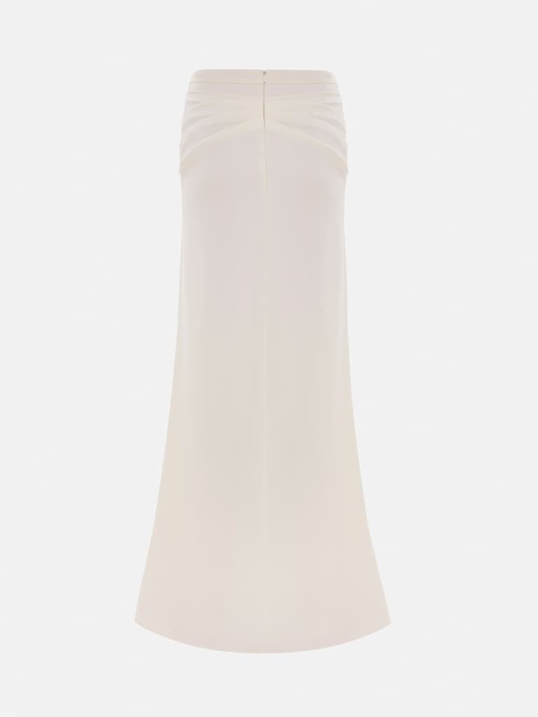 Satin maxi skirt with pleats on hips