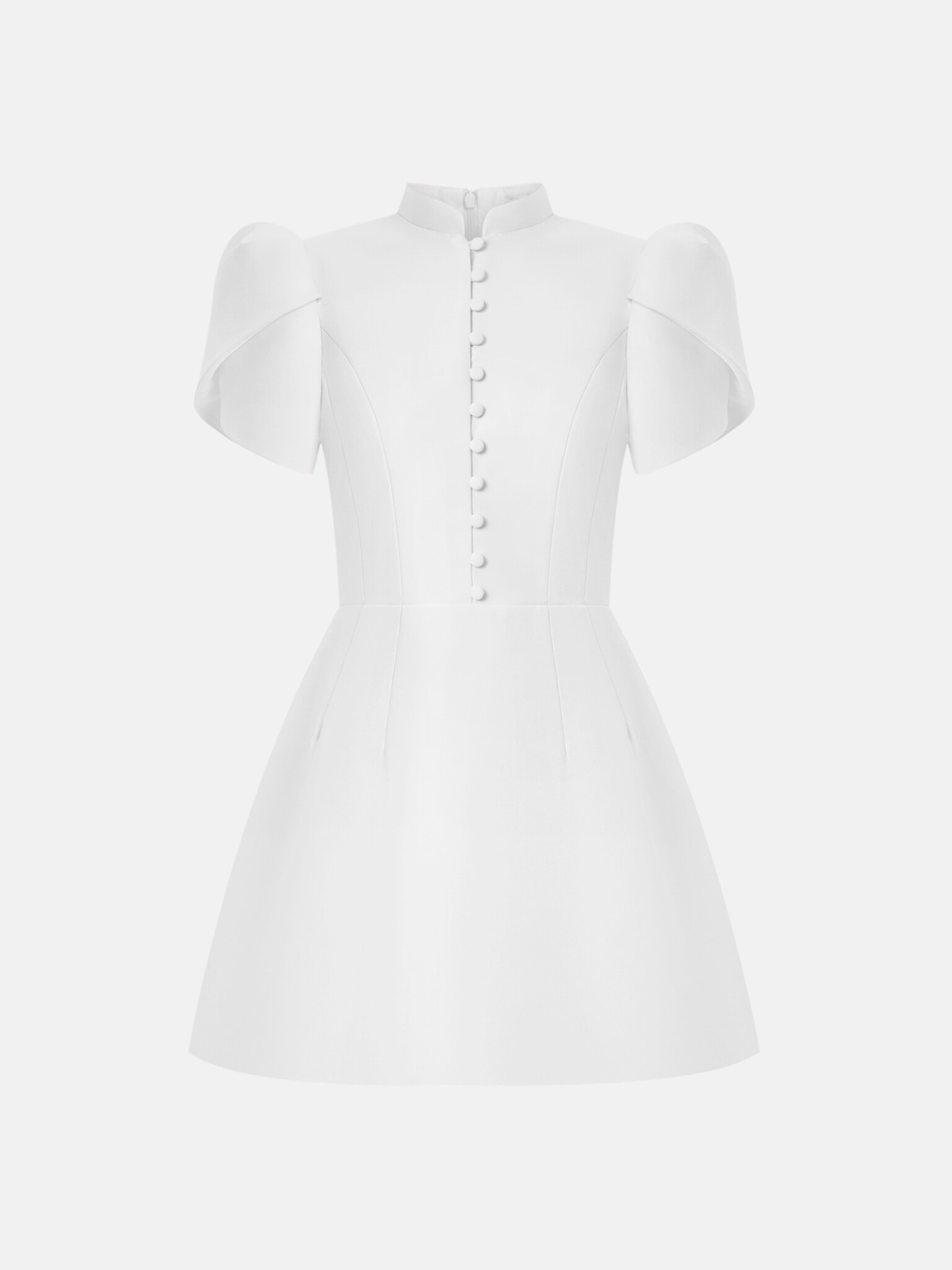 Mini dress with high collar and button fastening :: LICHI