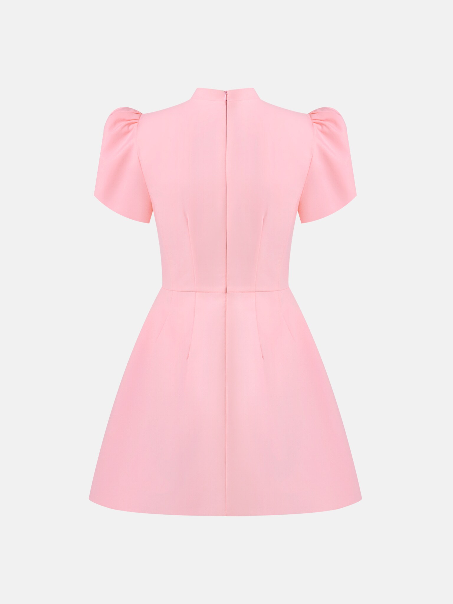 Mini dress with high collar and button fastening