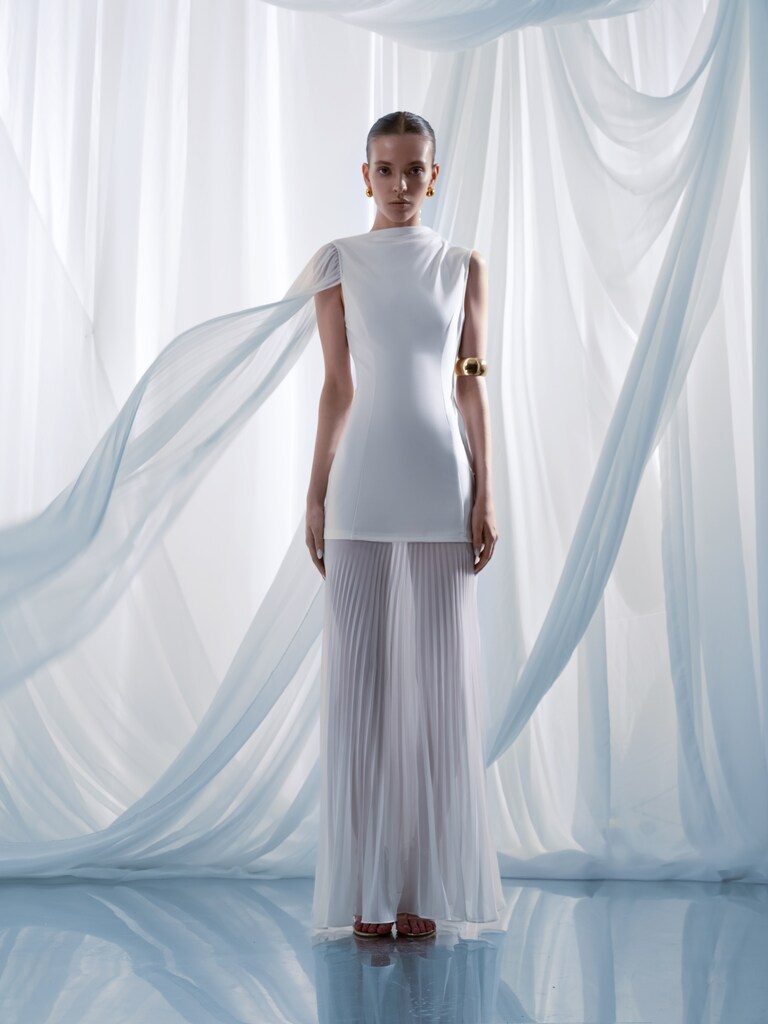Maxikleid mit plissierten Details