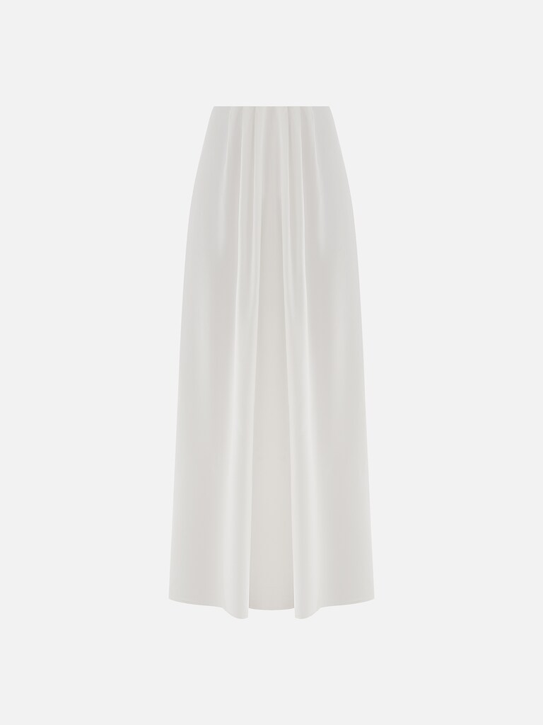 Satynowa spódnica maxi z zakładkami w talii