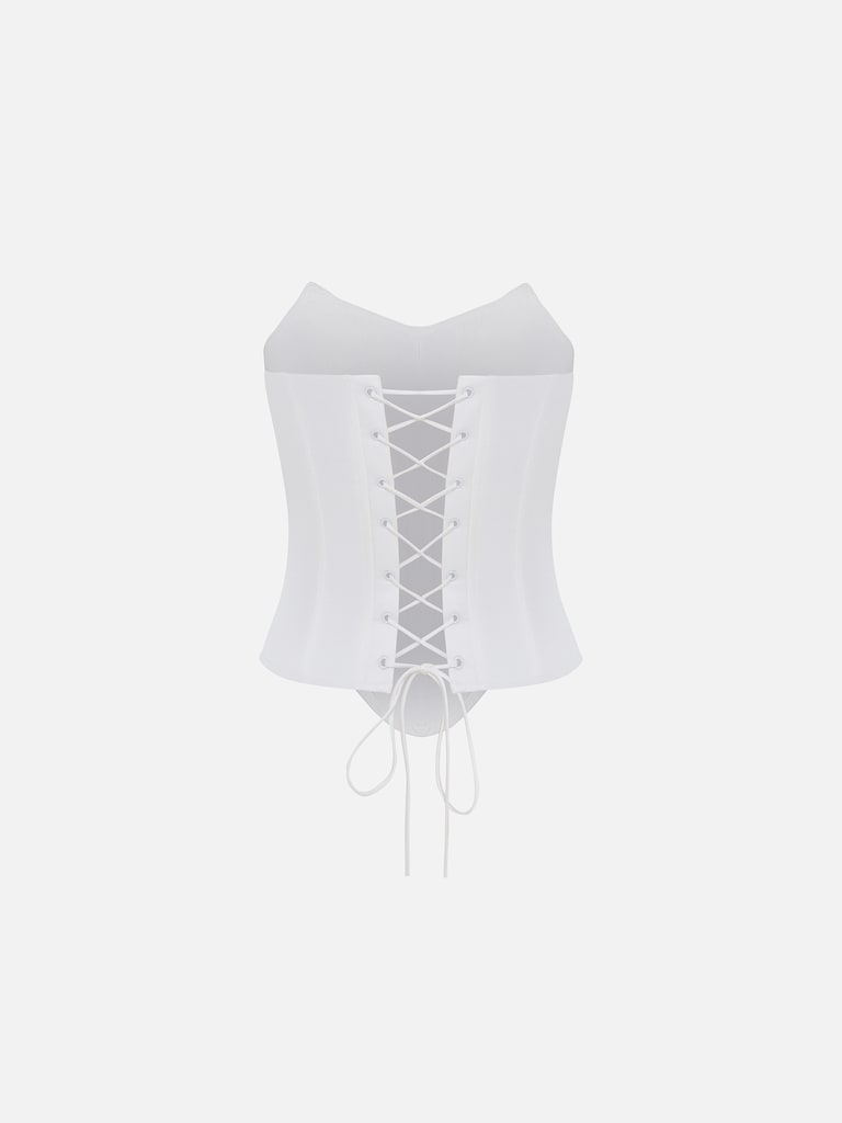 Satynowy gorset z odkrytymi ramionami