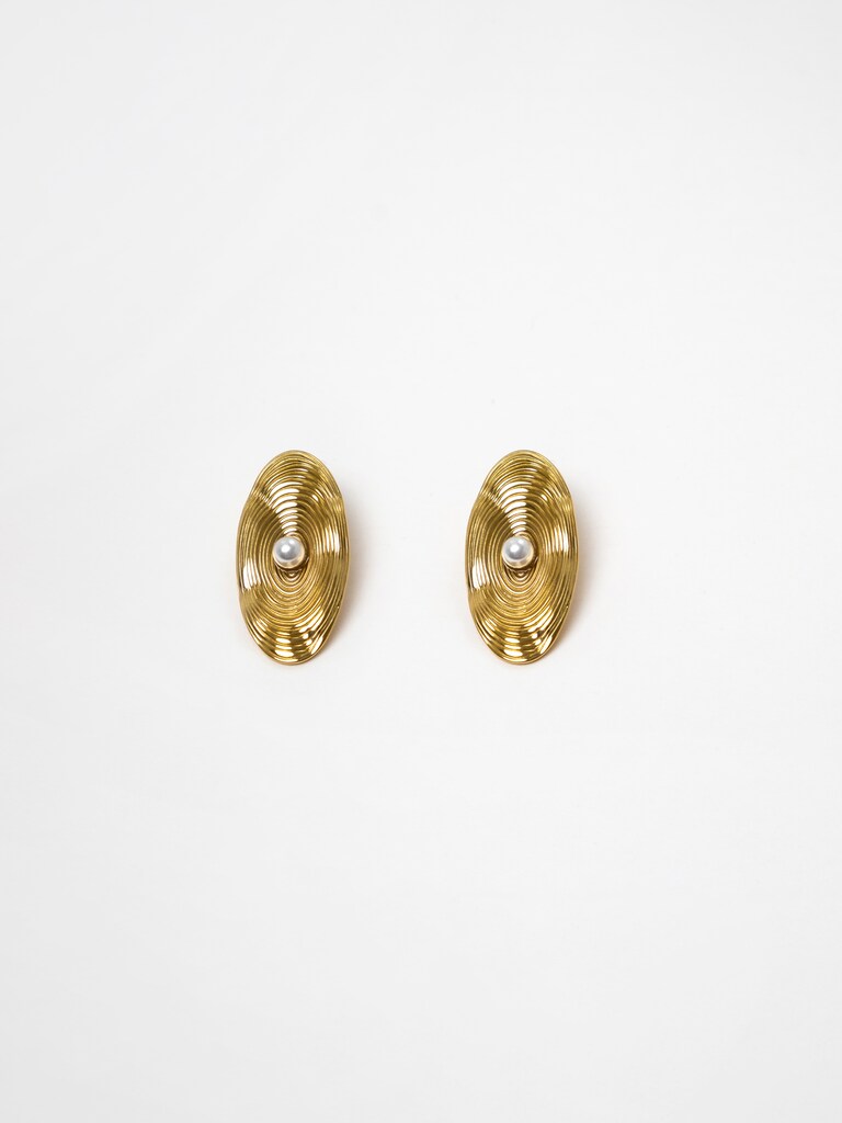 Овальные серьги из фактурного металла