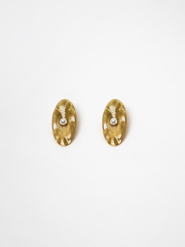 Овальные серьги из фактурного металла