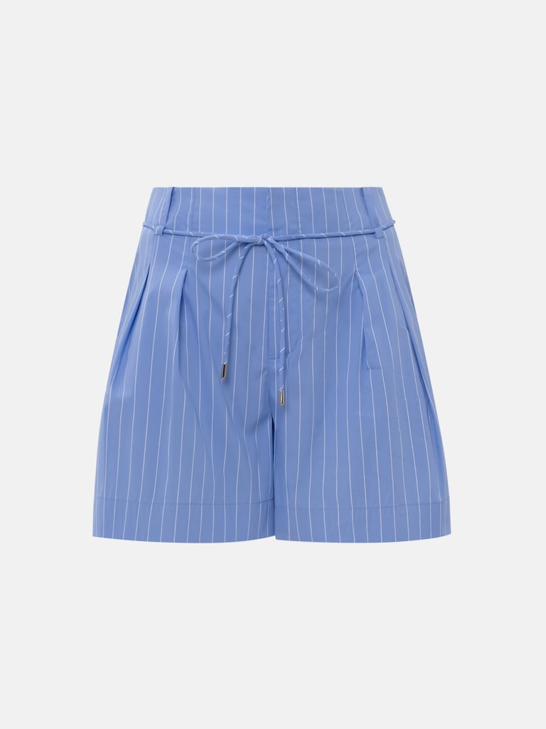 Mini striped shorts with slim belt