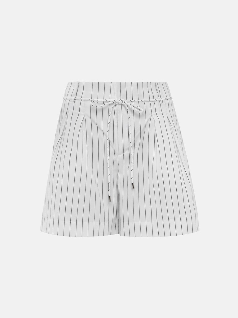 Mini striped shorts with slim belt