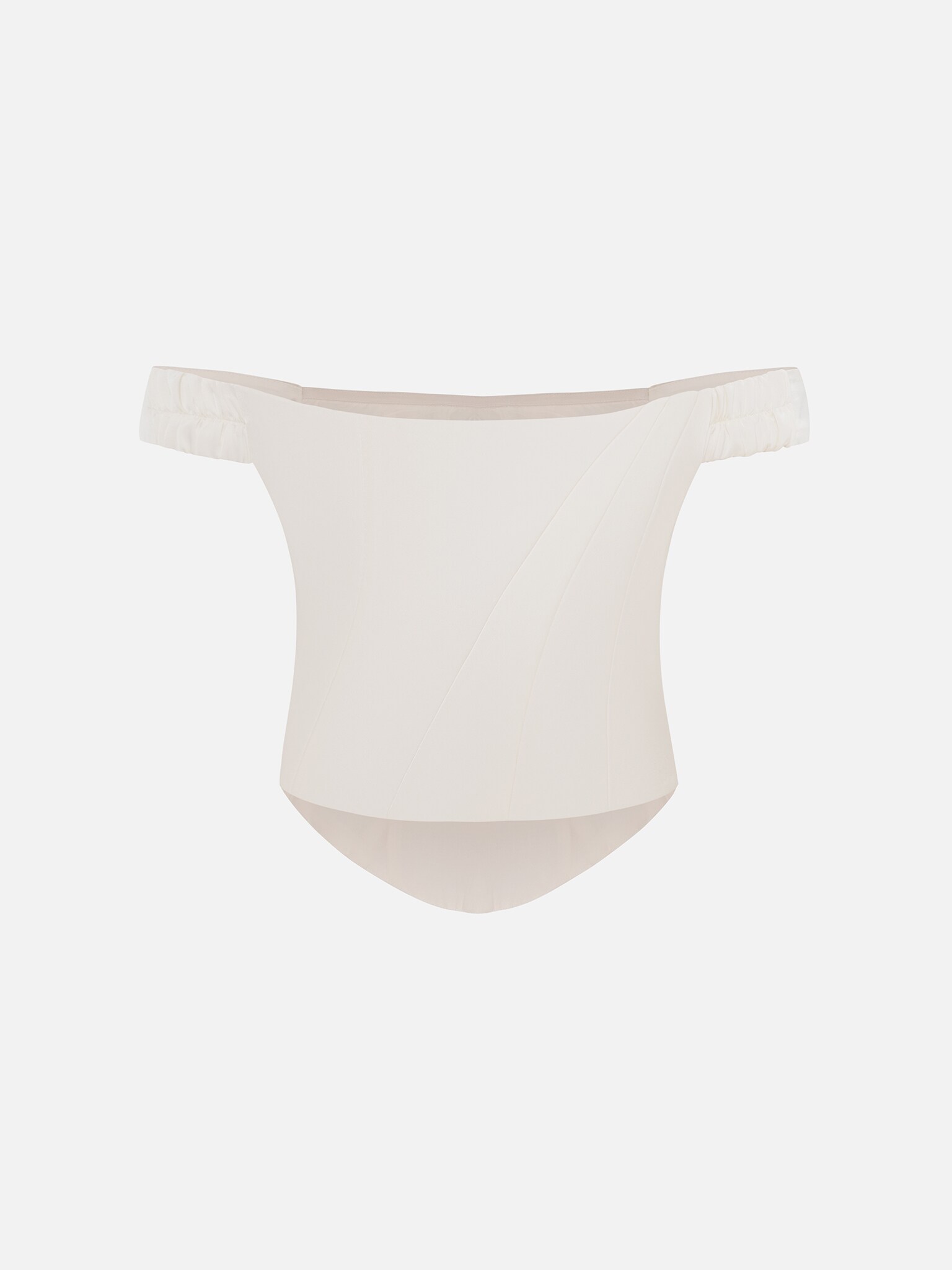 Satin corset top with asymmetrical boning