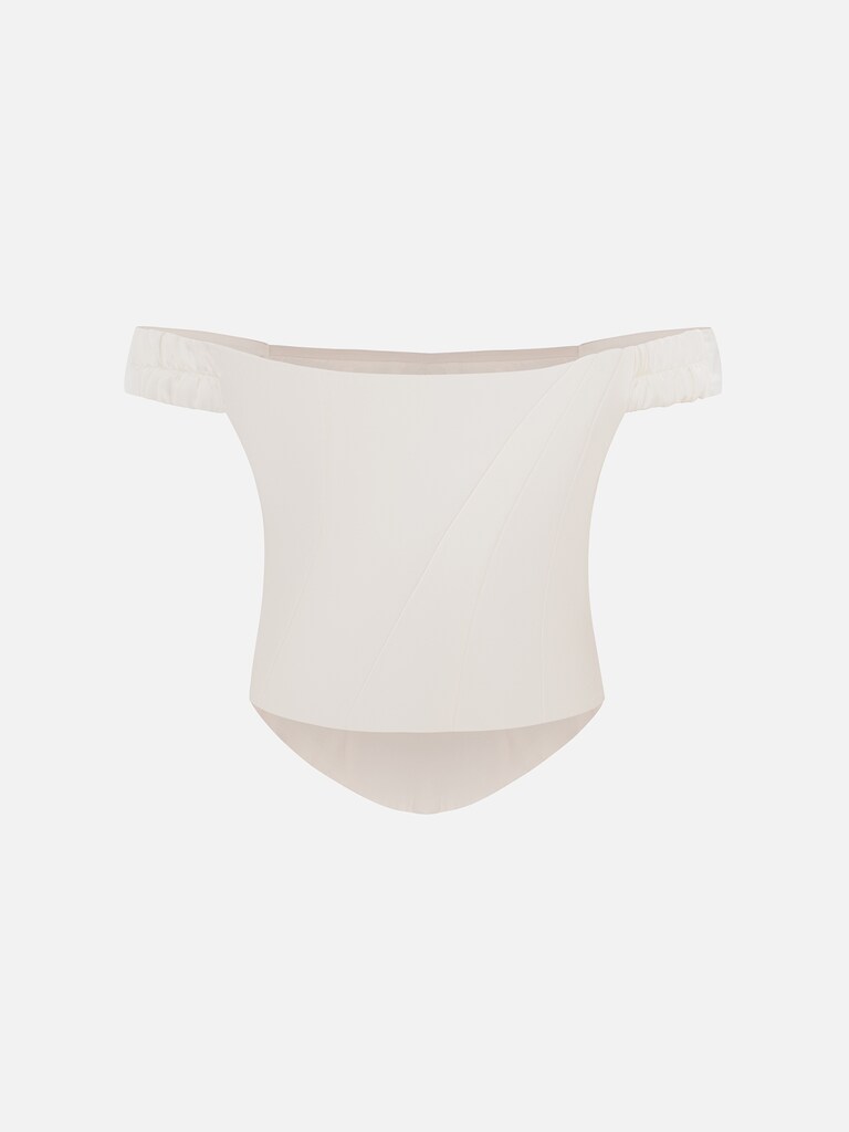 Satin corset top with asymmetrical boning