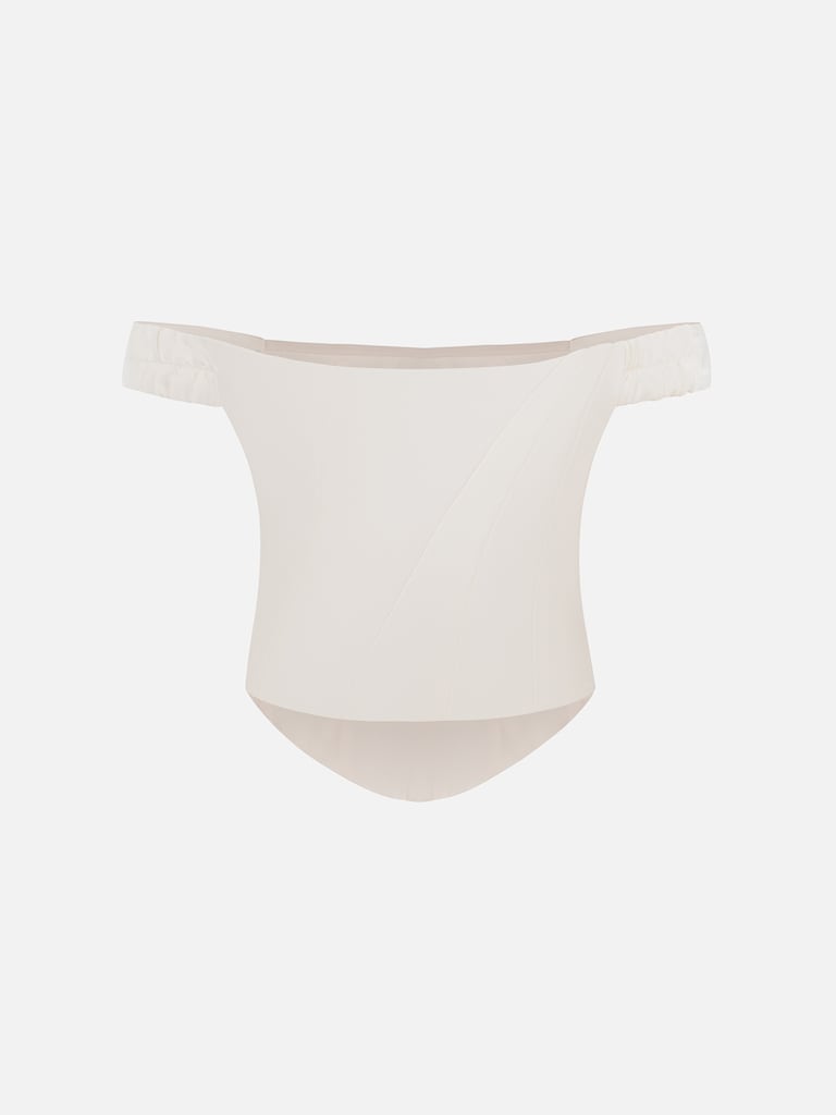 Satin corset top with asymmetrical boning