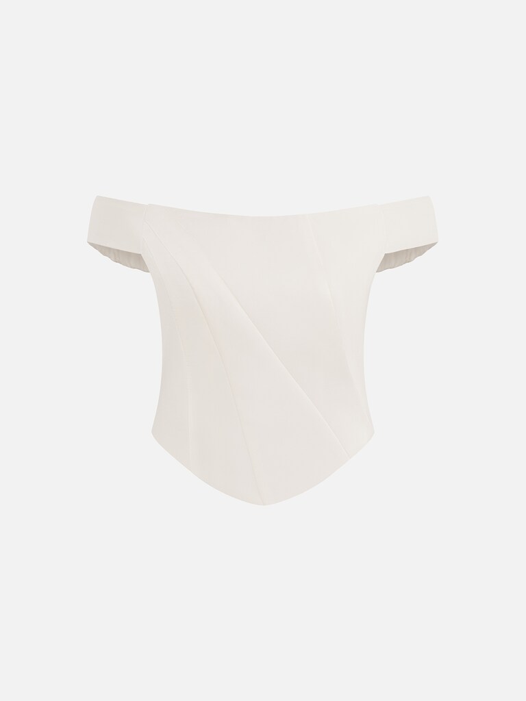 Satin corset top with asymmetrical boning