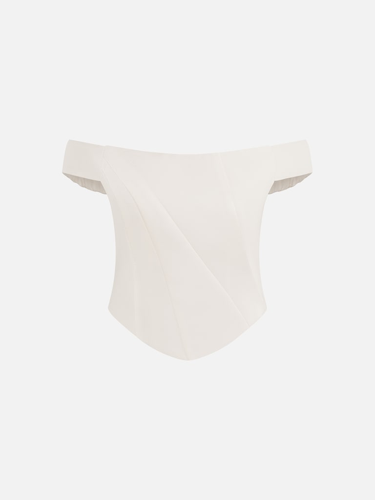 Satin corset top with asymmetrical boning