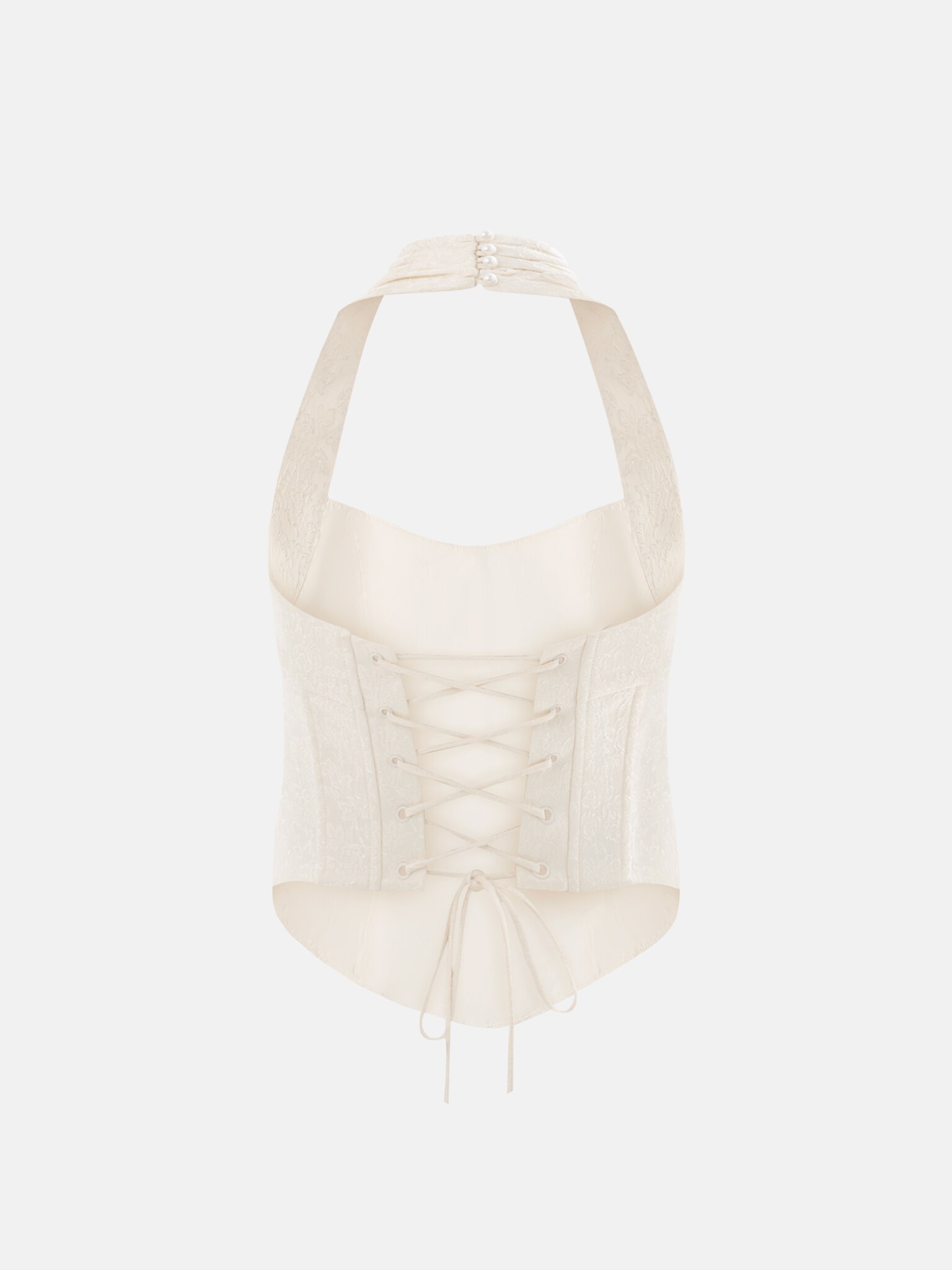 Satin corset top with floral pattern :: LICHI - Online