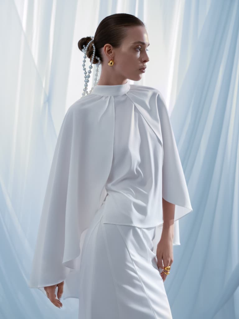 Blouse with tonal cape