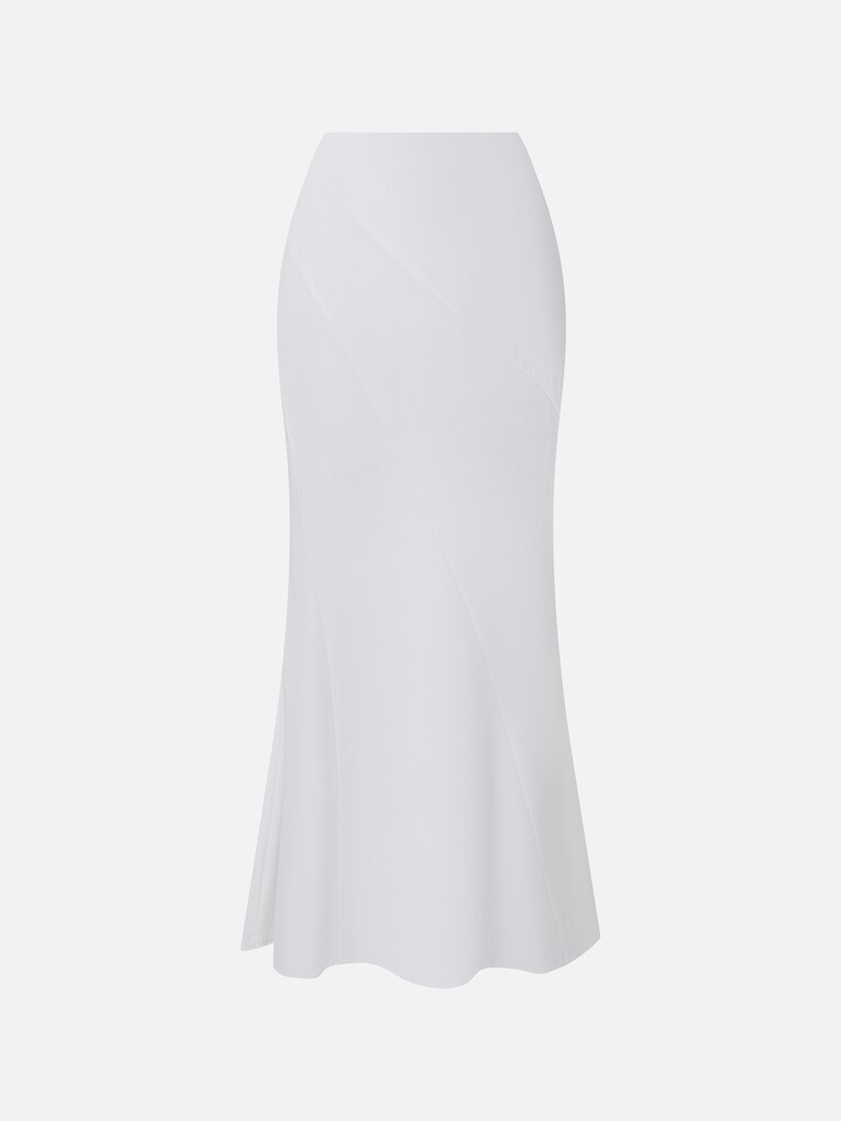 Flared maxi skirt with diagonal seams