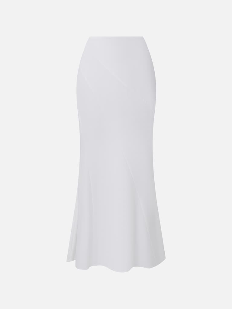 Flared maxi skirt with diagonal seams