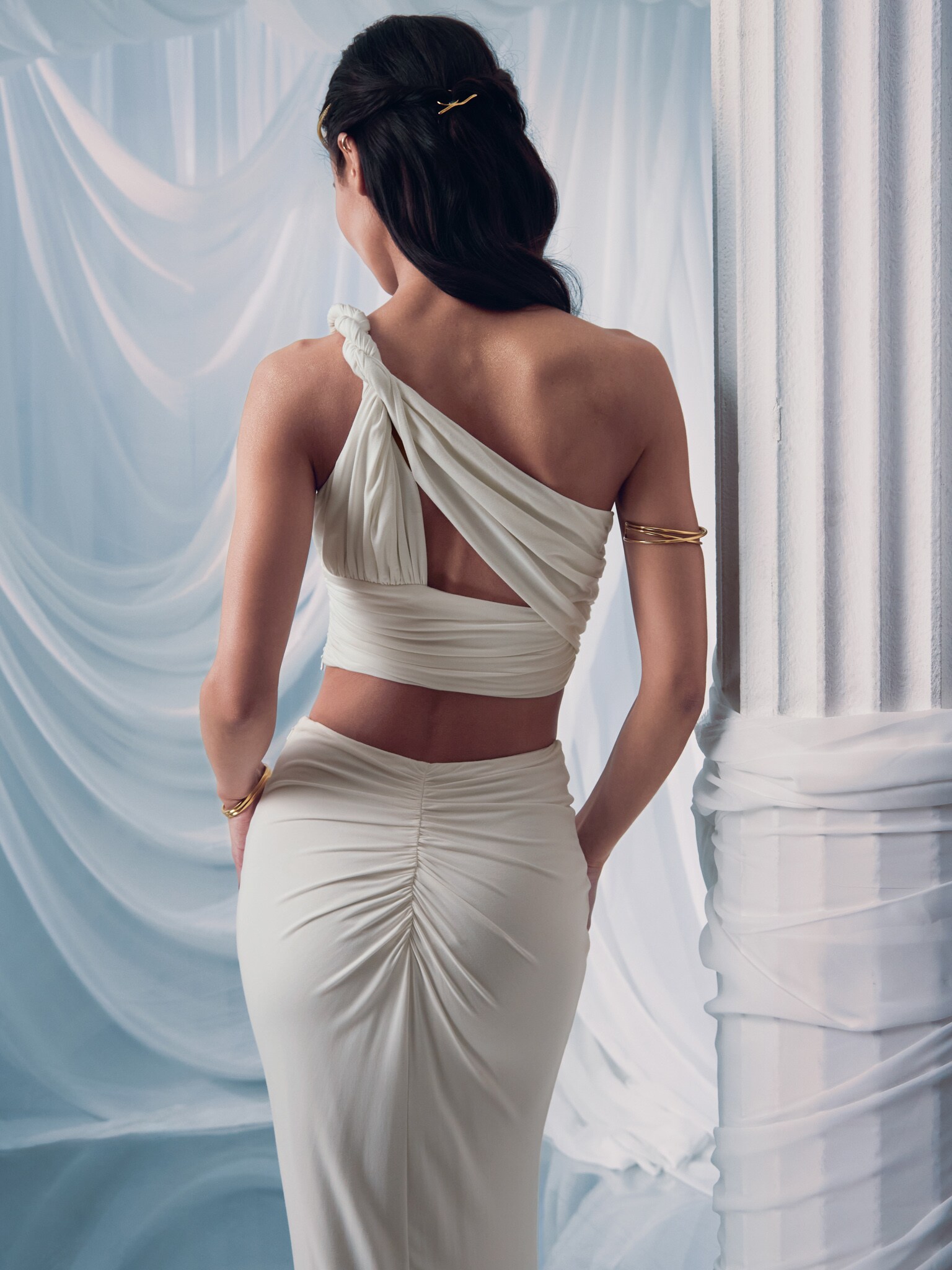 shellerシェリエone shoulder ribbon tops one shoulder ribbon tops