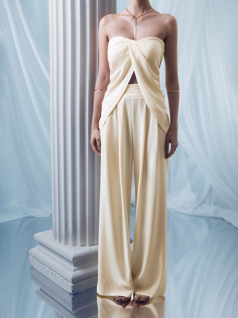 Palazzo trousers with waistband pleats