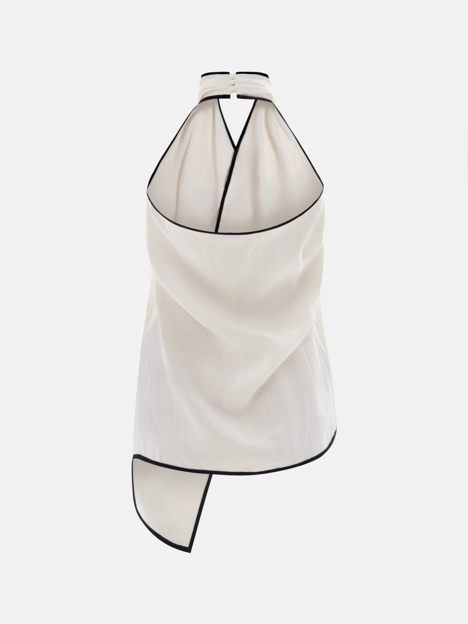 Драпированный топ с воротником халтер и контрастным кантом