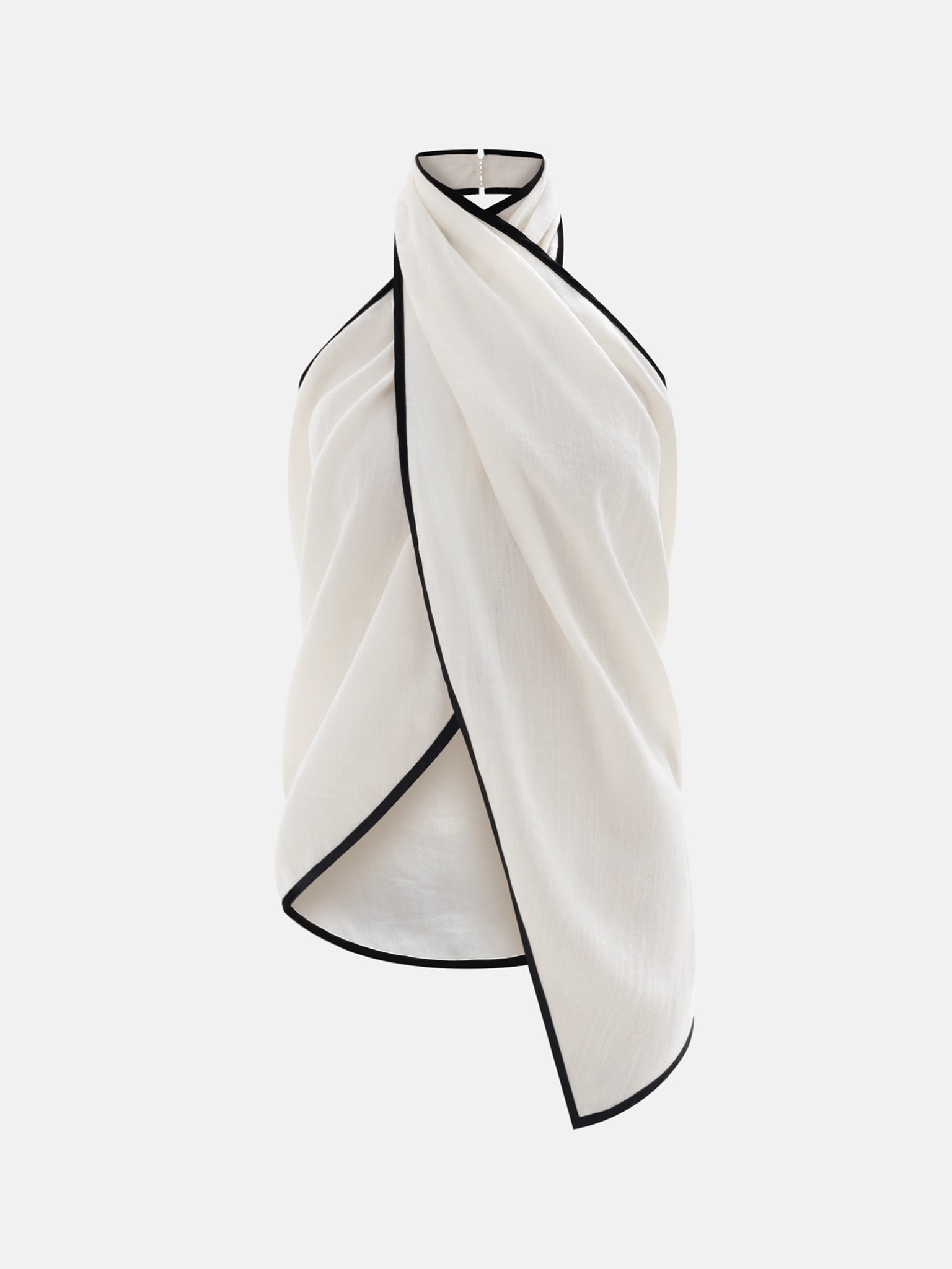 Драпированный топ с воротником халтер и контрастным кантом