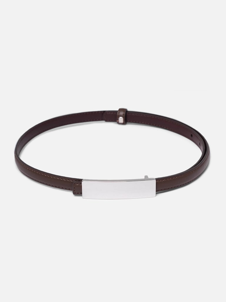 Slim belt with rectangular buckle