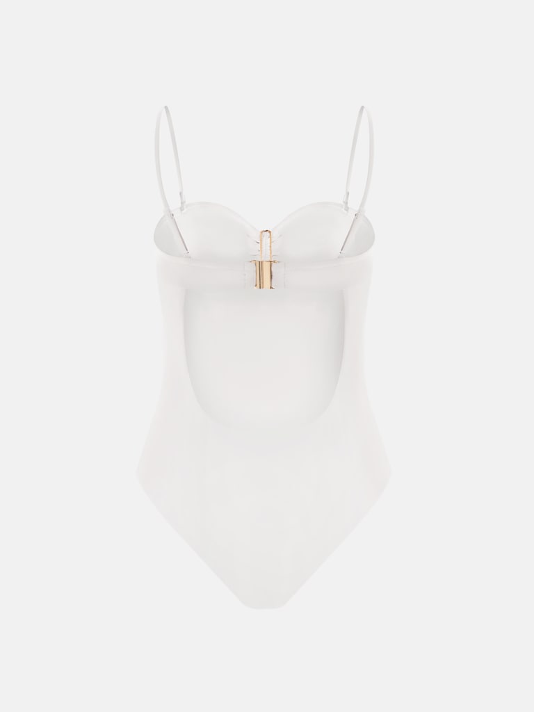 Купальник на бретелях с декором-раковиной