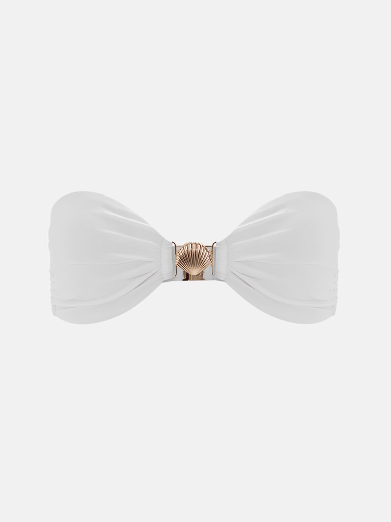 Strapless bikini top with shell decor
