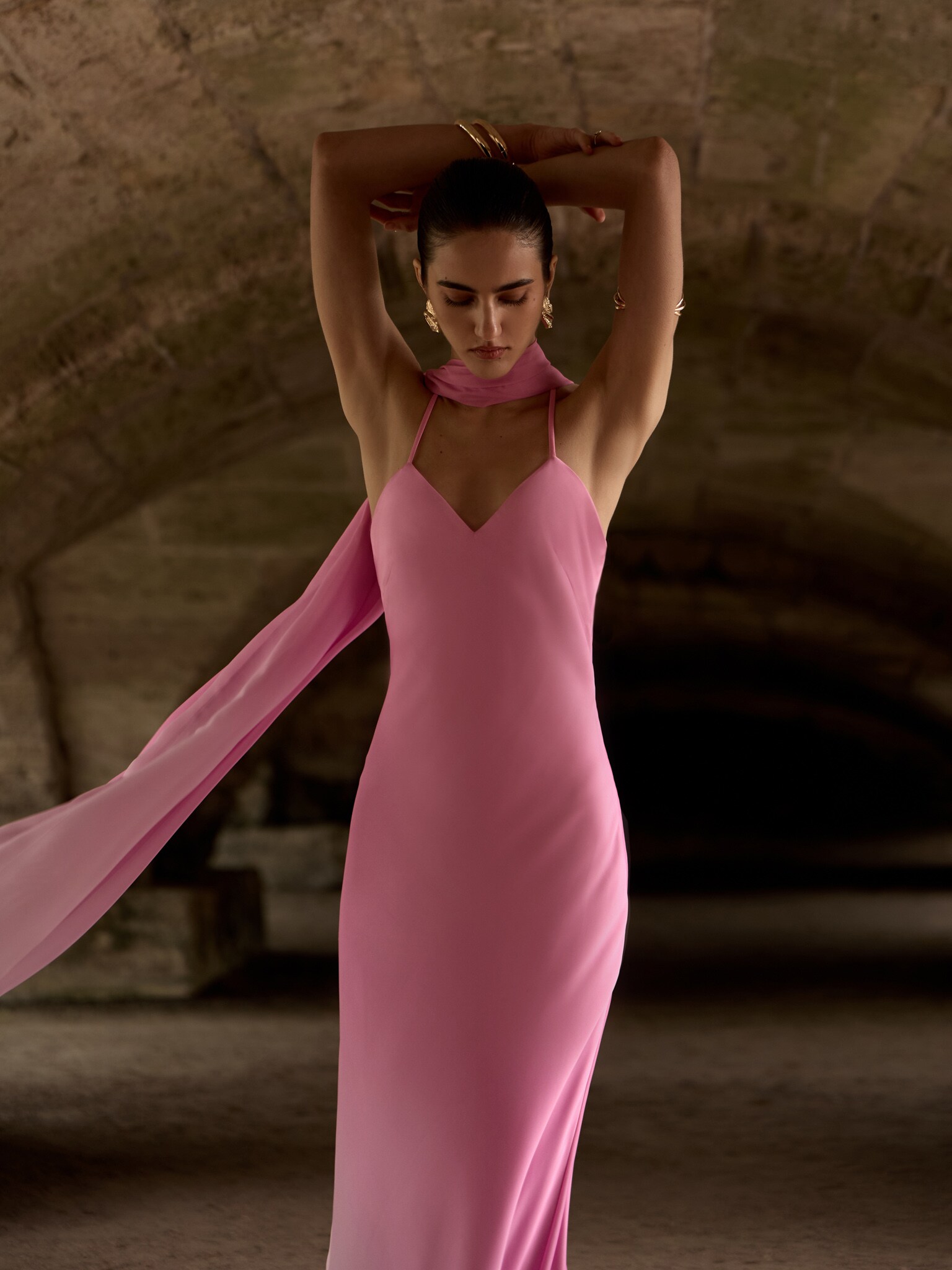 Gradient satin maxi dress