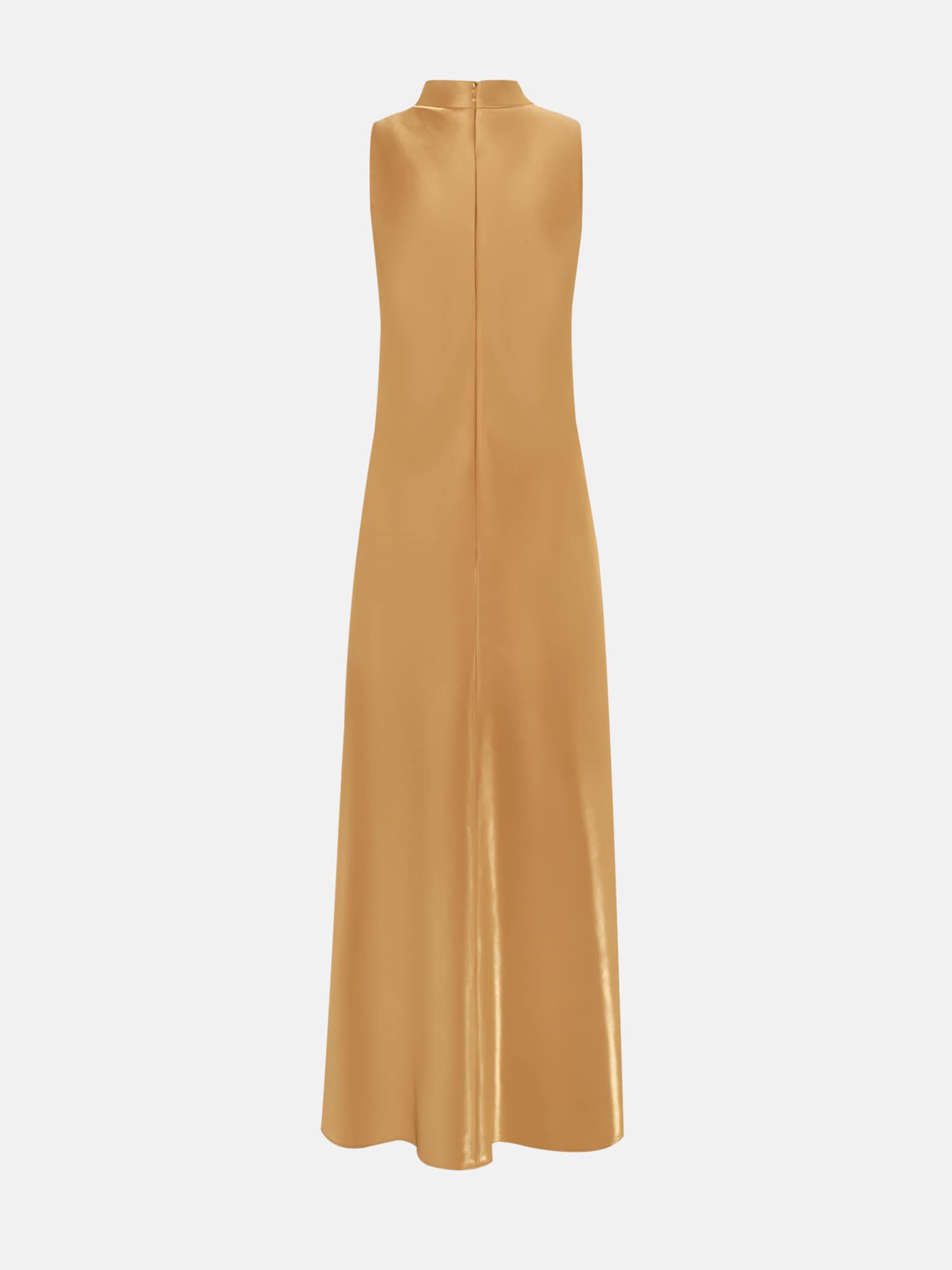 Glossy fabric maxi dress with asymmetrical draperies
