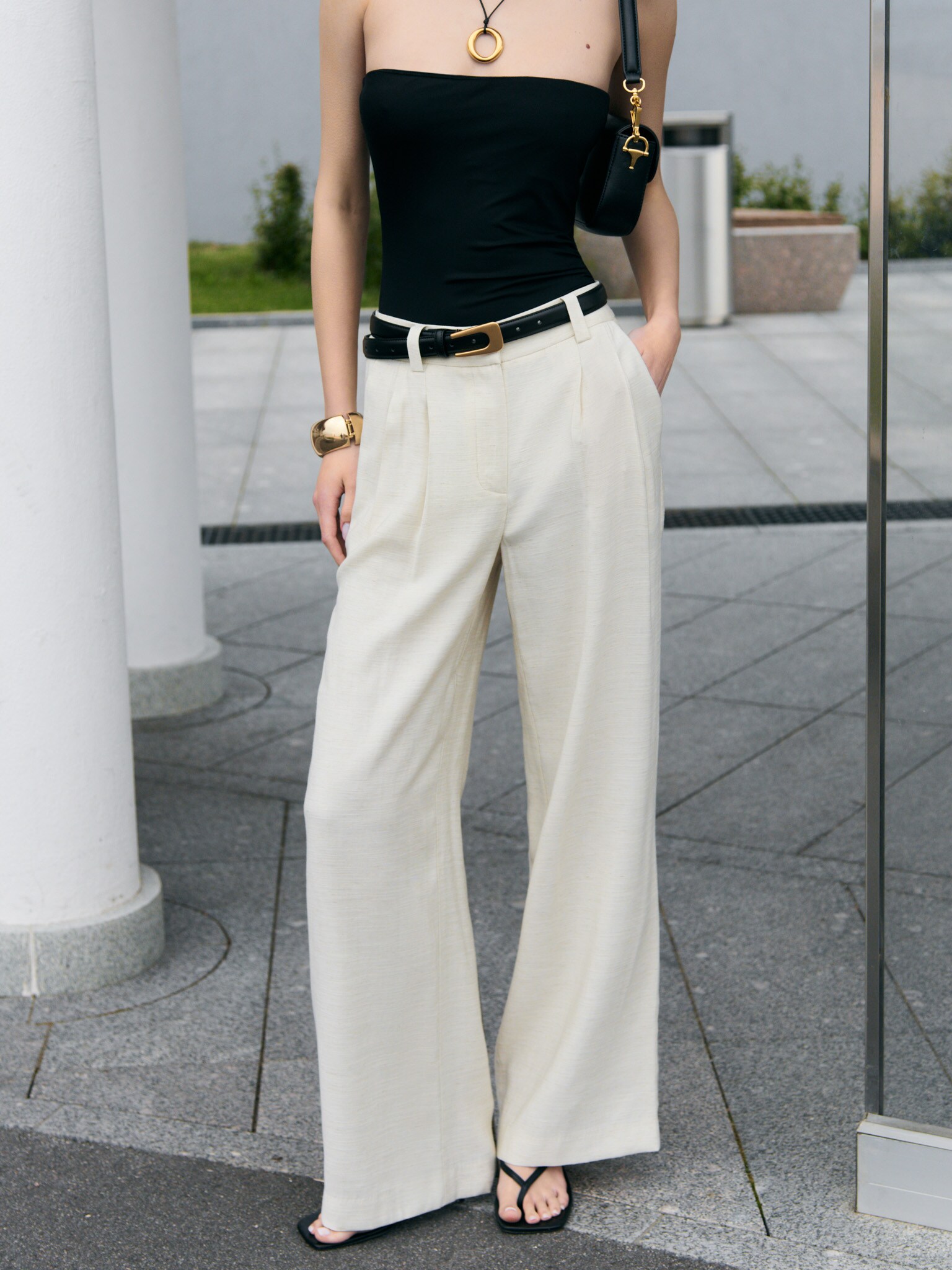BSL Women Pleated Loose Trousers - Brest main image 1