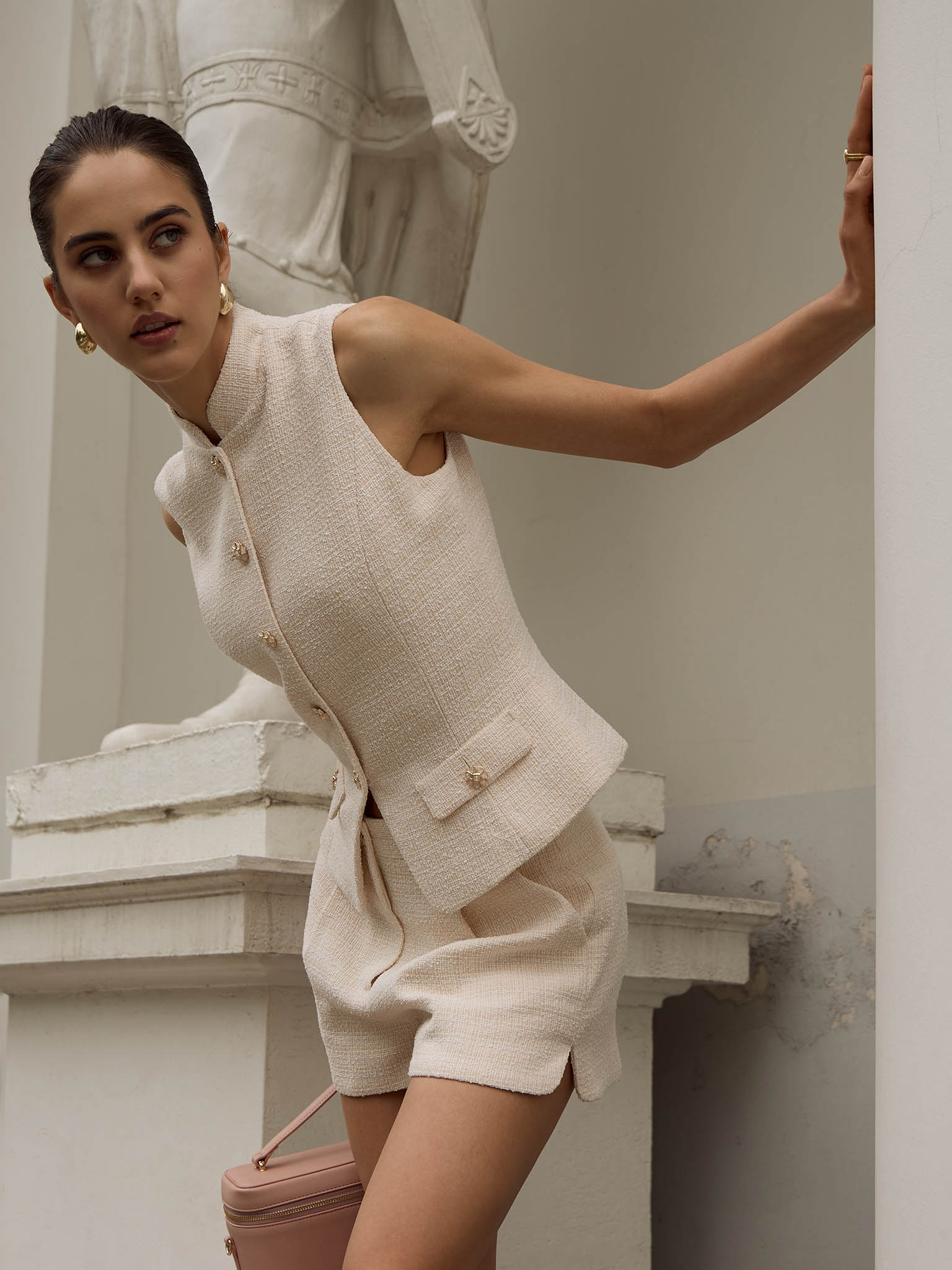 Fitted tweed waistcoat