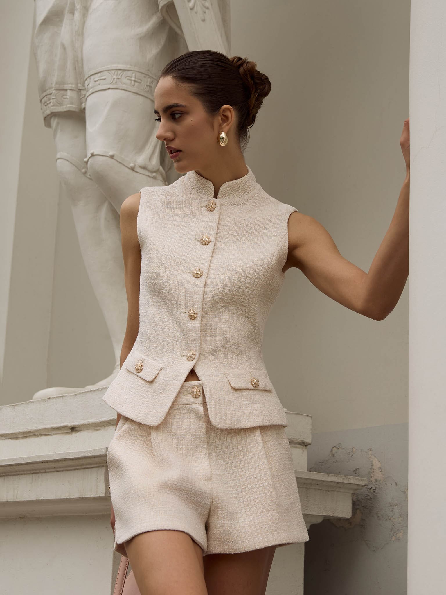 Fitted tweed waistcoat