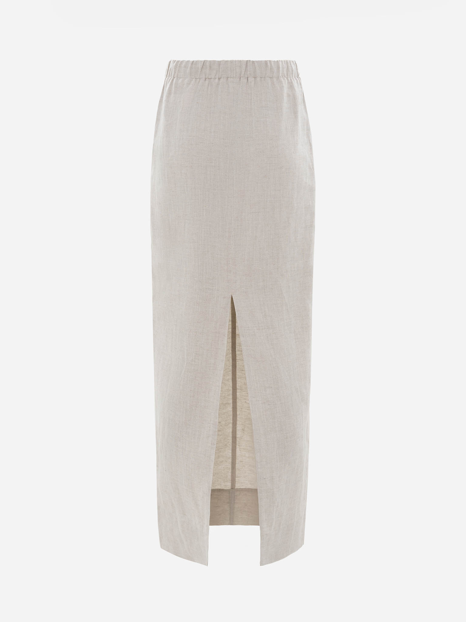 Straight linen maxi skirt with a slit cut