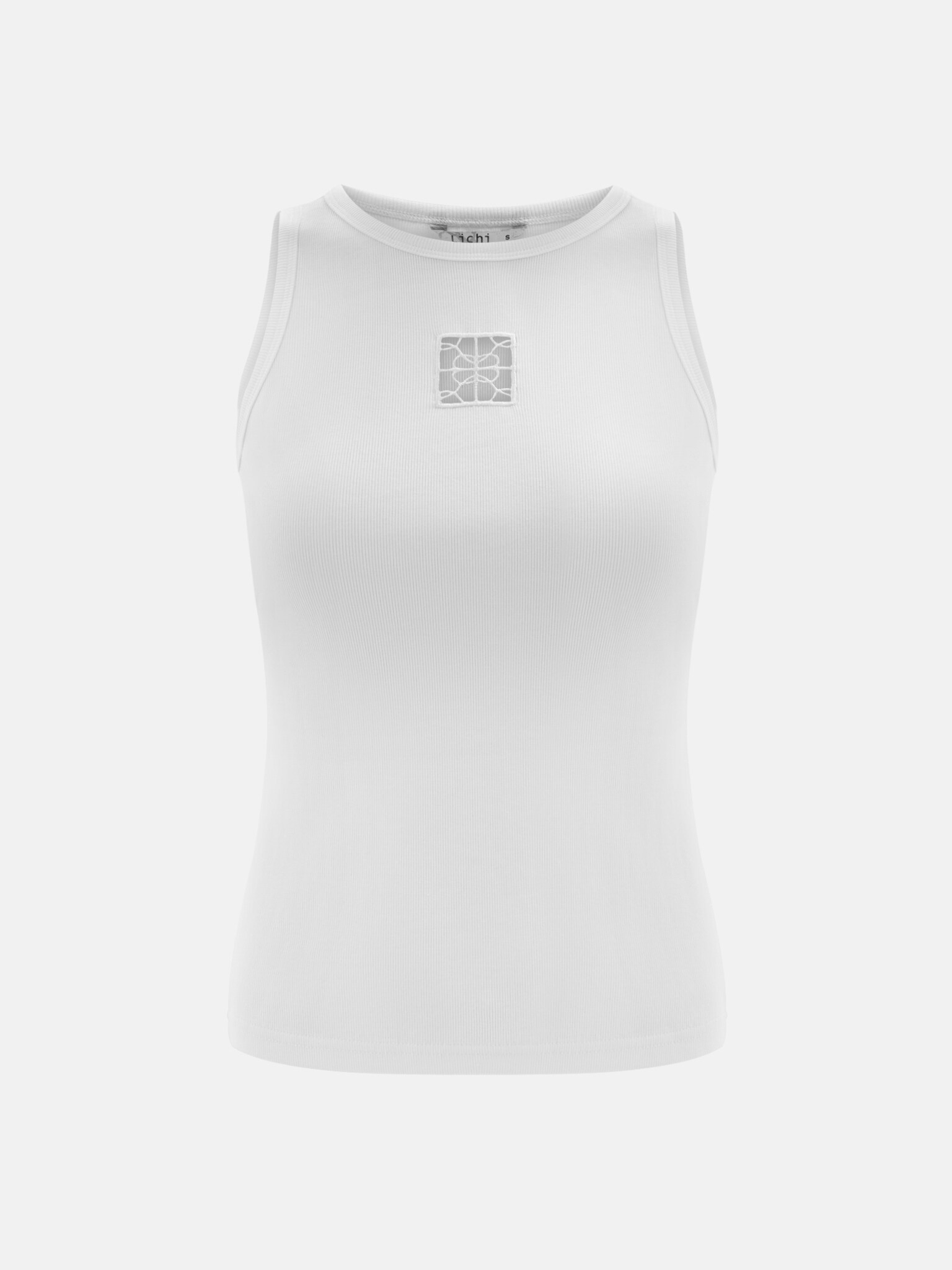 Jersey top with square detail on the chest :: LICHI - Online