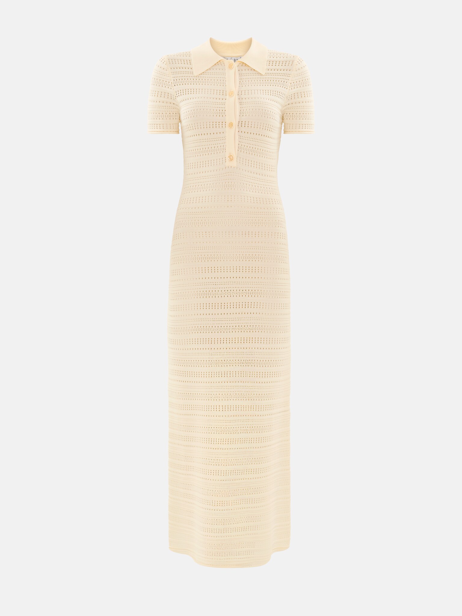 Платье-кроше макси с воротником поло