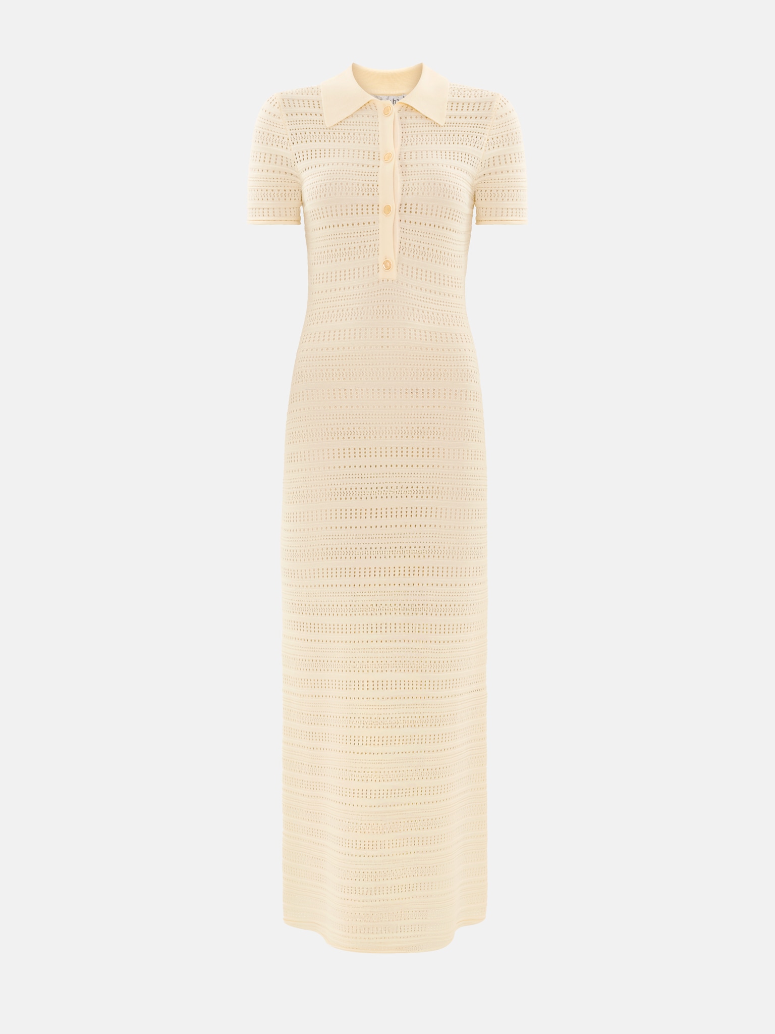 Платье-кроше макси с воротником поло