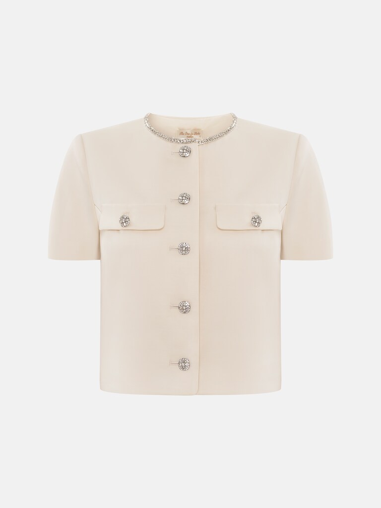 Kurzärmelige Jacke mit Strassknöpfen