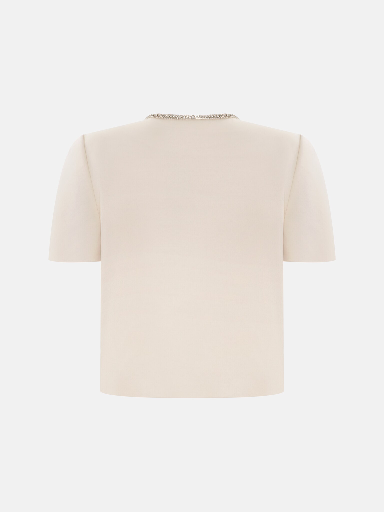 Short sleeved jacket with rhinestone buttons