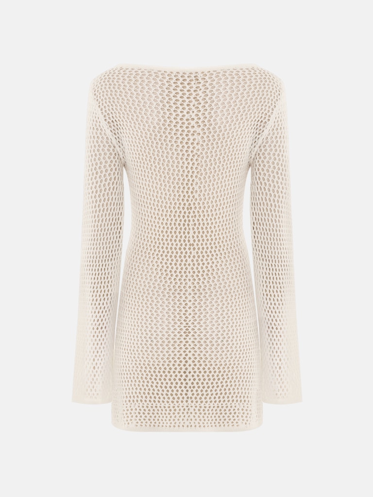 Dzianinowa sukienka mini z długimi rękawami