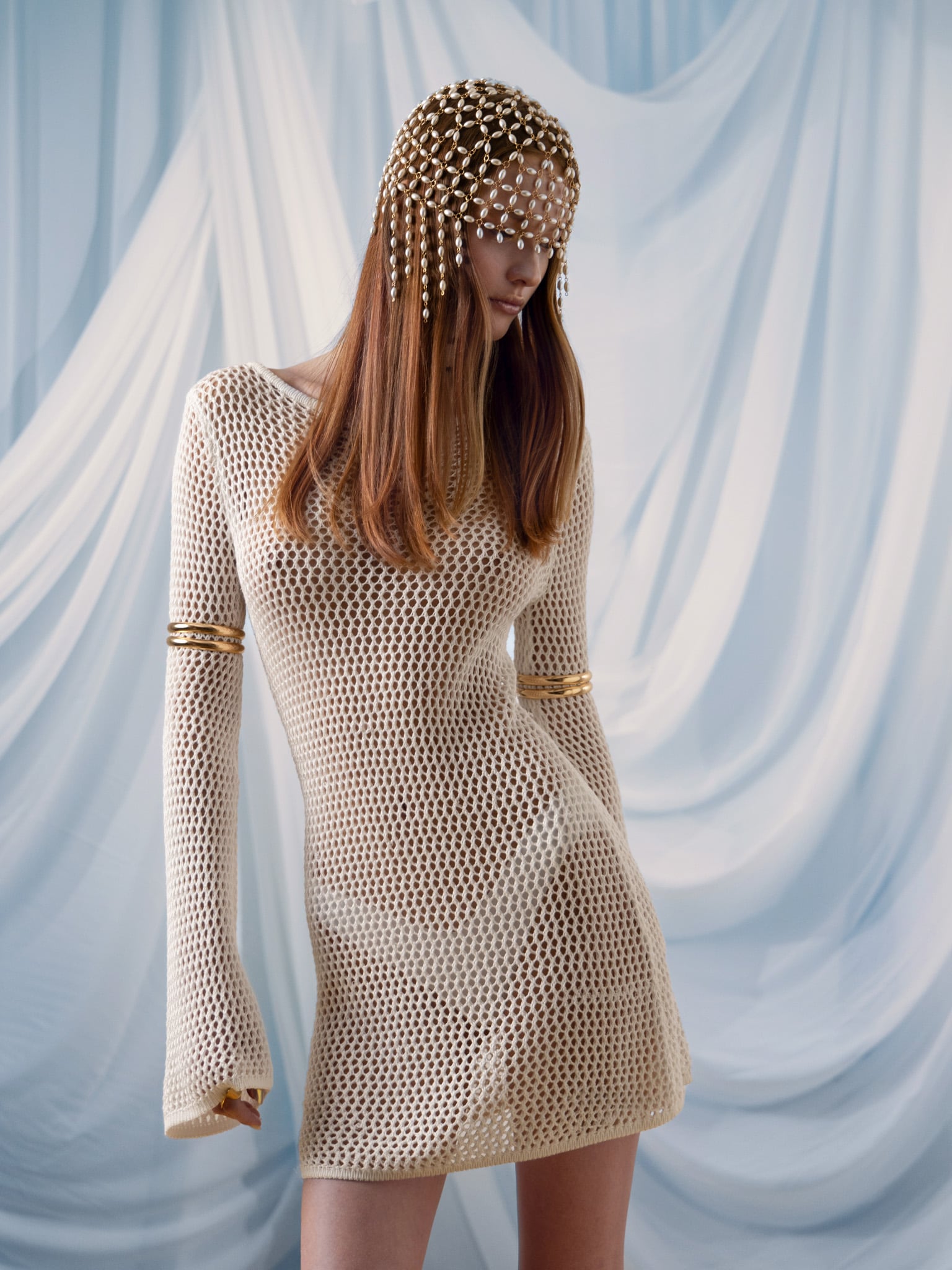 Knitted mini dress with long sleeves