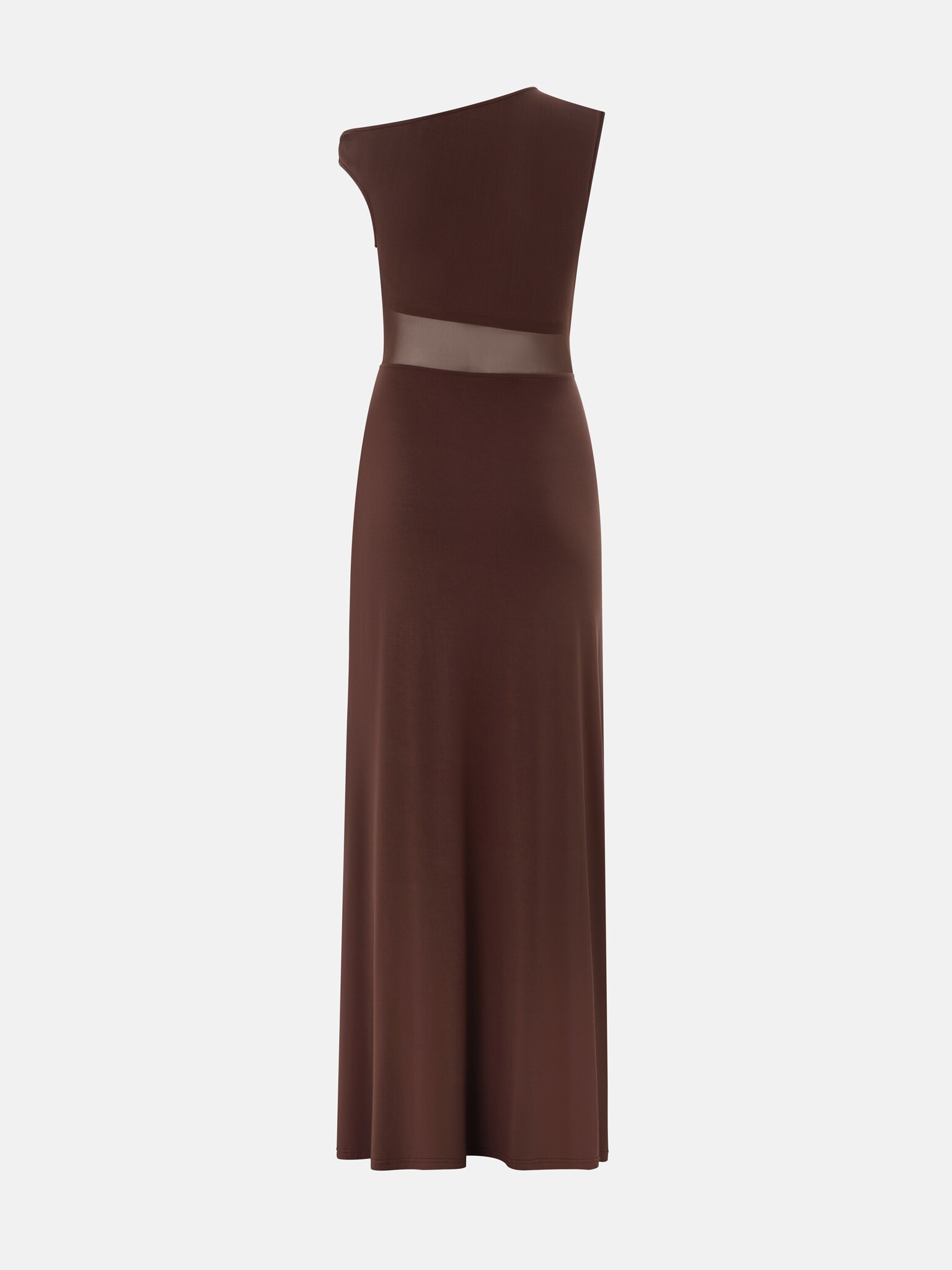 Jersey maxi dress with asymmetrical bodice and draped hips