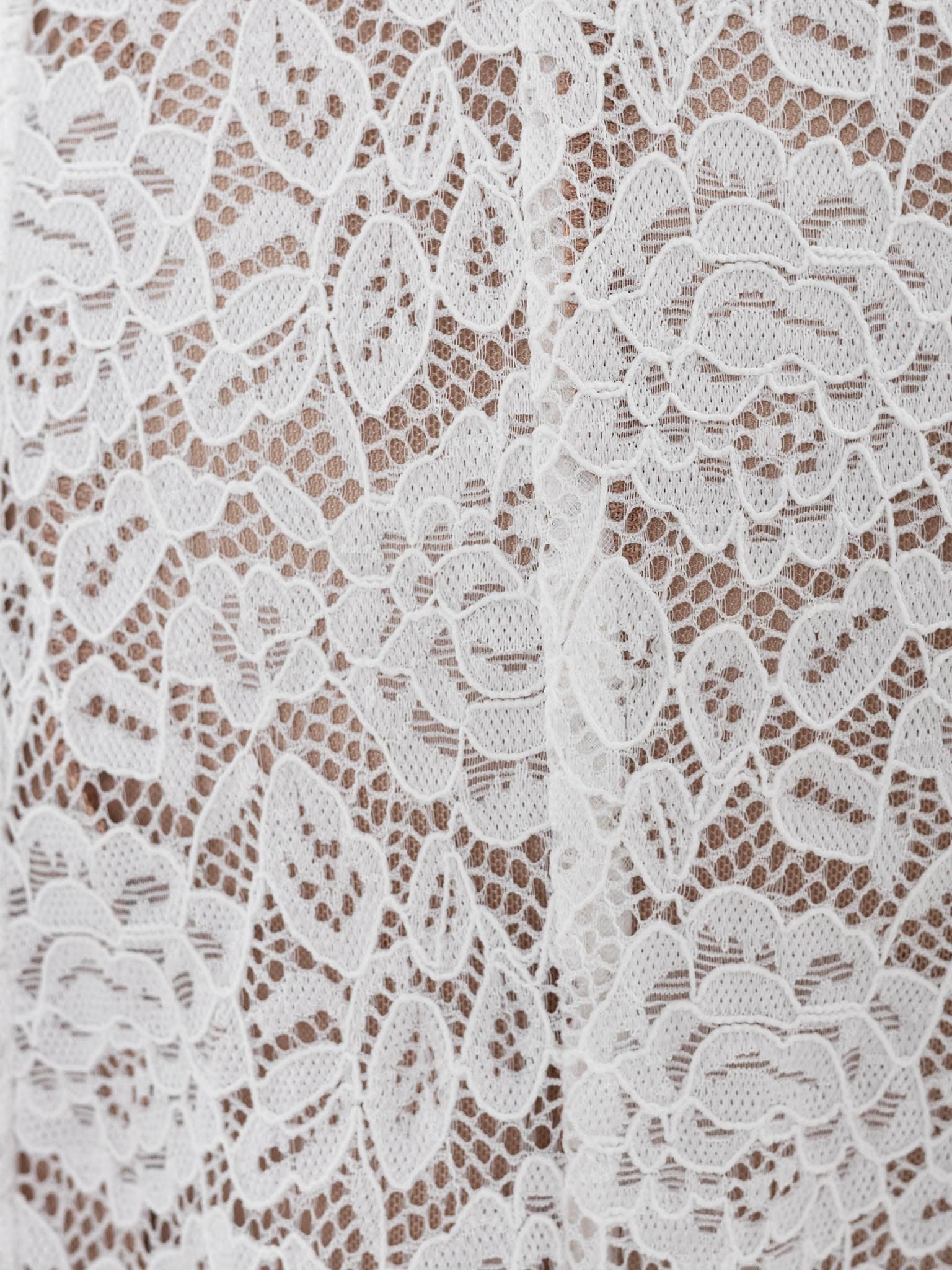 Guipure midi dress with high collar