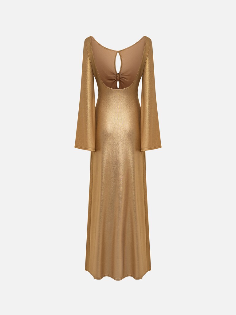 Metallised jersey maxi dress