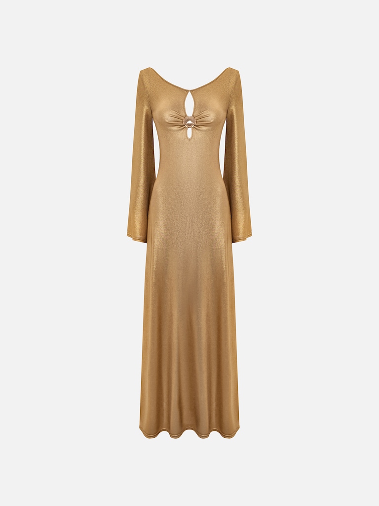 Платье макси из трикотажа с металлизированным напылением