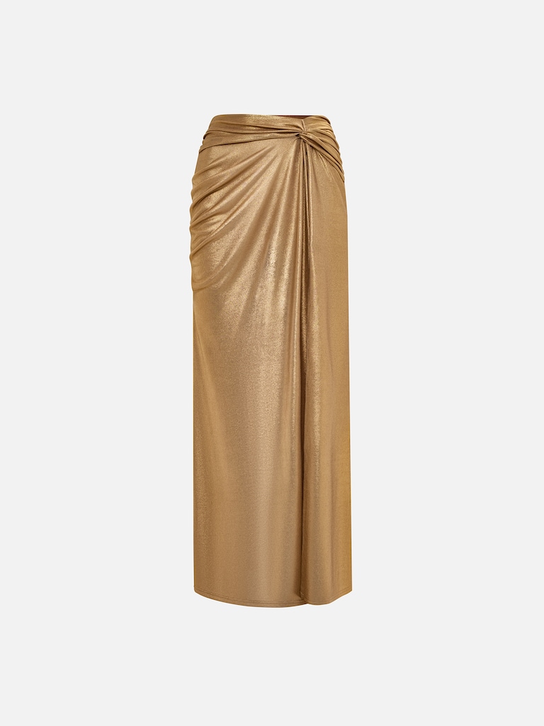 Spódnica maxi z metalizowanej dzianiny