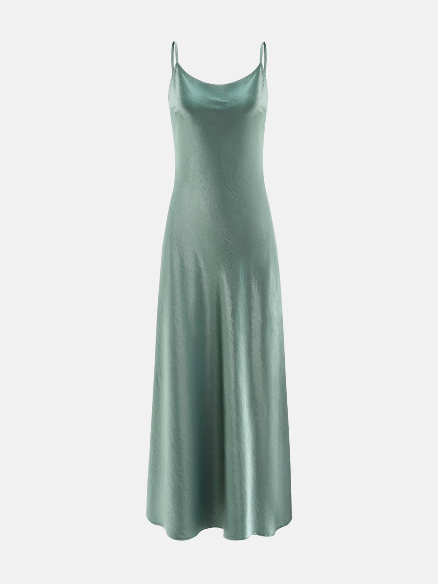Langes Slip Dress aus Satin mit gekräuseltem Effekt