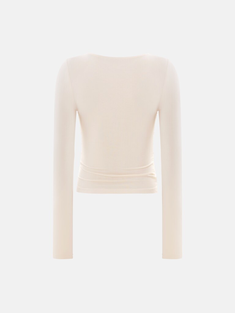 Jersey longsleeve with draped chest and gathers