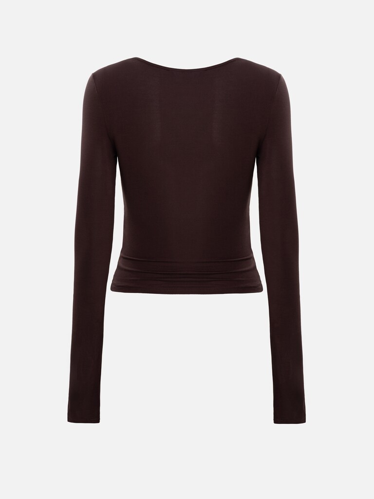 Jersey longsleeve with draped chest and gathers