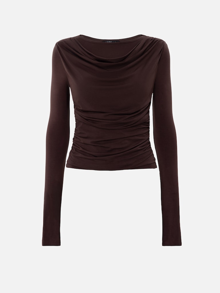 Jersey longsleeve with draped chest and gathers