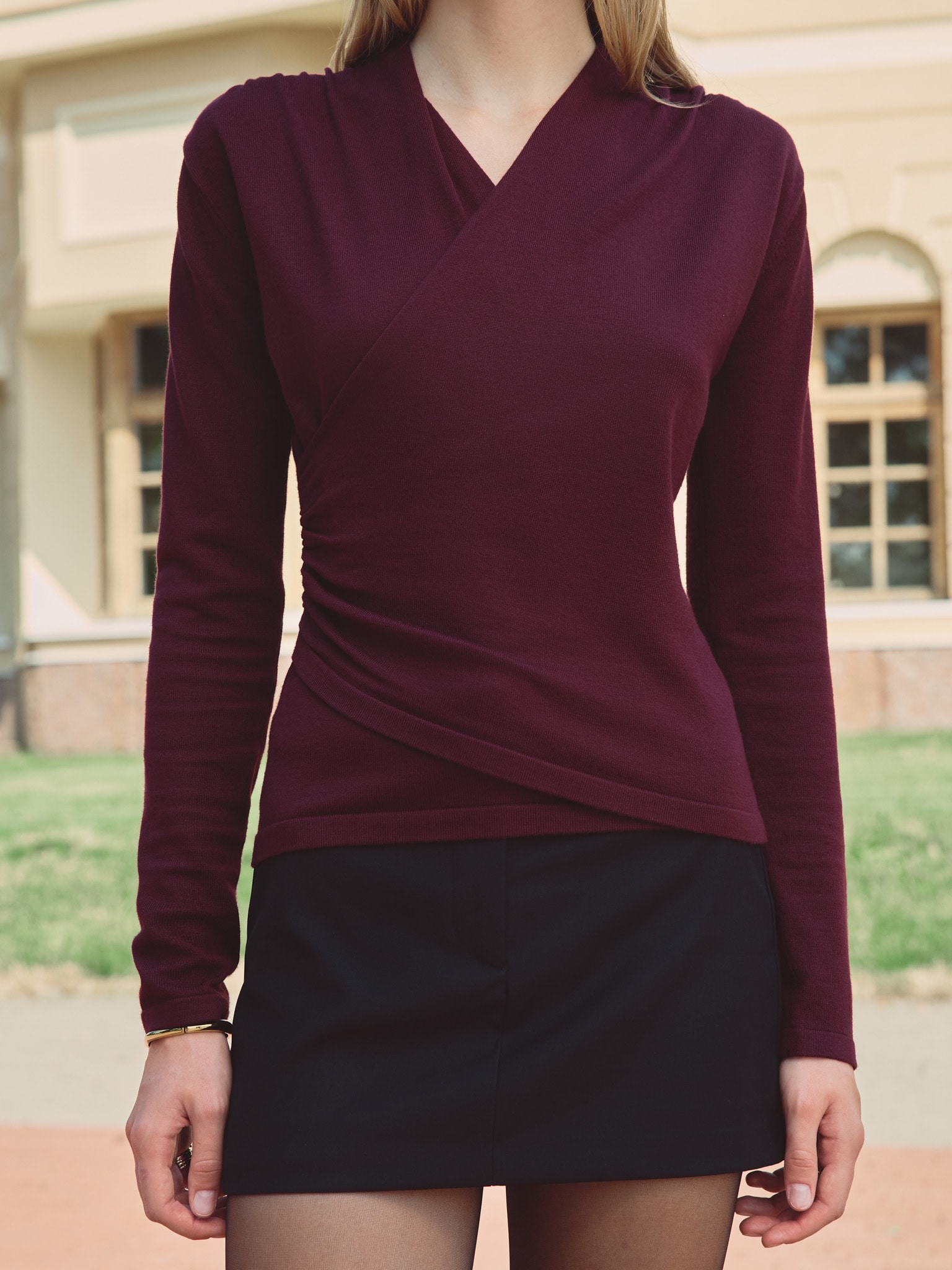 Langarmshirt mit Wickeloptik